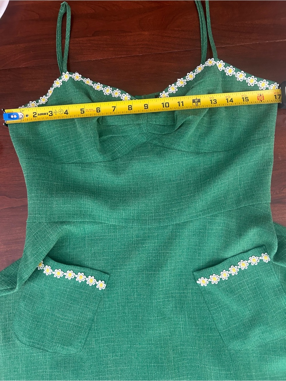 Eloquent Green Voodoo Vixen Midi Dress with Daisy Trim - Large - Picture 3 of 7